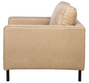 Poltrona in tessuto beige minimalista soggiorno sedia gambe nere braccio a binario Beliani