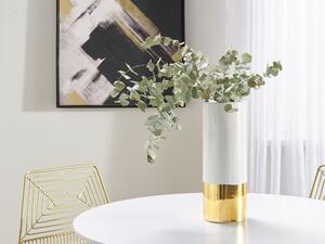 Vaso da fiori da tavola Bianco con ceramica dorato 36 cm moderno Beliani