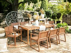 Set da pranzo da giardino da 10 pezzi in legno di acacia chiaro 8 sedie tavolo da pranzo carrello da tè Beliani
