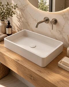 Lavabo 50x32 rettangolare da appoggio bianco opaco Capri