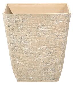 Vaso per piante in poliresina in pietra beige 39 x 39 x 43 cm per interni ed esterni quadrato Beliani