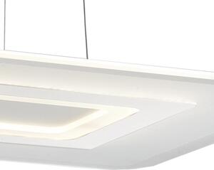 Lampadario Sospeso Rettangolare Bianco Metallo Acrilico Led 65 watt Luce Naturale Ambiente LED-TRESOR-S8557