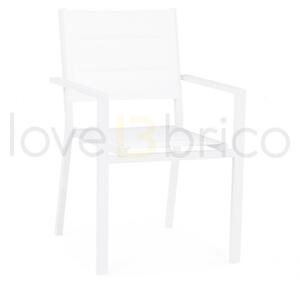 Sedia Da Esterno In Alluminio Con Braccioli Seduta In Textilene Imbottita Bianca