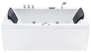 Vasca da bagno in acrilico bianco 183 x 90 cm getti massaggianti per poggiatesta luci a LED Beliani