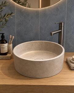 Lavabo 36 cm effetto pietra ciotola da appoggio grigio Capri