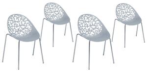 Set di 4 Sedie in Plastica Grigia Schienale Decorativo Traforato Beliani