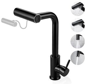 Solidchoice - Rubinetto da cucina a cascata nero con 3 tipi di getto d'acqua