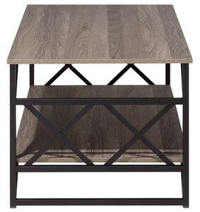 Tavolino da caffè Piano in legno color tortora Ripiano con struttura in metallo Nero 120 x 60 cm Piano in truciolare Beliani