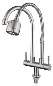 Solidchoice - Rubinetto da cucina in acciaio inossidabile con due maniglie e design girevole
