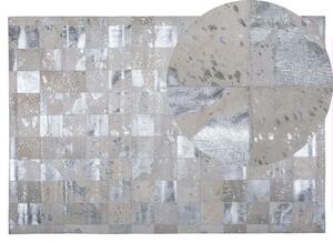 Tappeto Pelle Bovina Beige e Argento 200 x 140 cm Realizzato artigianalmente a pelo corto moderno Beliani