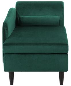 Chaise longue rivestimento in velluto verde con contenitore a versione destra con cuscino Beliani
