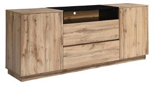 Credenza con 2 ante, 2 cassetti e 1 nicchia Naturale e Nero - CEMILINA