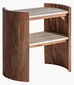 Comodino in legno di acacia con piano in travertino Luca