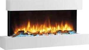 Camino elettrico da parete BALDERIA Ignis – Potenza termica fino a 2000 W, effetto fiamma 3D, bianco