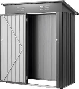 Capanno da giardino in metallo 1533 x 876 x 1815 mm, edificio di stoccaggio con porta chiudibile a chiave e 2 prese d'aria a lamelle, tetto spiovente Capanno da esterno in metallo, capanni per attrezzi Deposito esterno per cortile, giardino, patio