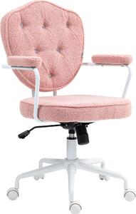 Sedia da ufficio HOMCOM, sedia da scrivania ergonomica con funzione oscillante, girevole, rosa