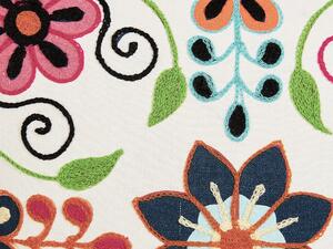 Cuscino decorativo cotone multicolore 50 x 50 cm motivo floreale ricamato a mano sfoderabile imbottito in stile boho Beliani