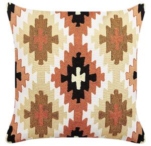 Set di 2 cuscini decorativi in cotone multicolore 50 x 50 cm motivo geometrico ricamato a mano sfoderabile con imbottitura in stile boho Beliani