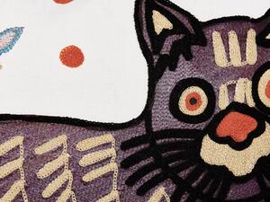 Cuscino decorativo multicolore in cotone 50 x 50 cm motivo gatto ricamato a mano sfoderabile imbottito in stile boho Beliani