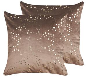 Set di 2 cuscini decorativi velluto marrone 45 x 45 cm Accessori per la decorazione glamour Beliani