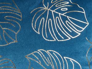 Set di 2 cuscini decorativi velluto Blu 45 x 45 cm Foglia Stampa Glamour Decor Accessori Beliani
