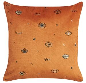 Set di 2 cuscini decorativi velluto Arancione 45 x 45 cm motivo Occhi Accessori decorativi Glamour Beliani