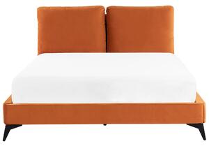 Letto imbottito moderno in velluto di colore arancione 140 x 200 cm moderno elegante Beliani