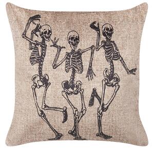 Set di 2 cuscini decorativi motivo scheletro in velluto bianco sporco 45 x 45 cm quadrati moderni accessori per la decorazione di Halloween Beliani