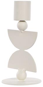 Portacandele in metallo di colore bianco rotondo forma moderna boho candelieri decorazione Beliani