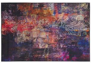Tappeto tappetino Tappeto Tessuto Poliestere Multicolore Floreale Paisley Motivo Astratto Fondo Rivestito In Gomma 160 x 230 cm Beliani