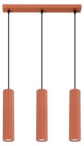 Lampada a sospensione KARBON 3L rosso ocra 3xGU10 10W alluminio 98x6.5x45cm Sollux Lighting