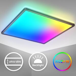 B.K.Licht I Lampada da soffitto LED RGB I Pannello LED ultra piatto I cambio colore I Lampada da soffitto RGBW dimmerabile I illuminazione indiretta I telecomando I Nero