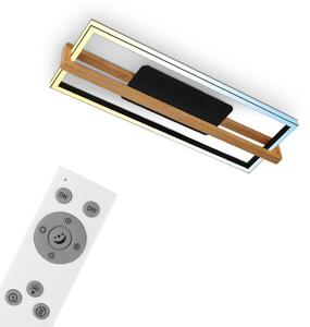 Lampada da soffitto a LED CCT, nera, con legno, LED/50W