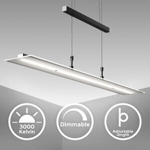 B.K.Licht Lampadario LED a sospensione, luce dimmerabile, lampada da soffitto regolabile in altezza per cucina, luce calda, metallo color nero, 1 luce LED integrata 20W I 230V I IP20