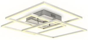 B.K.Licht Plafoniera LED da 40W, 2 cornici orientabili, luce calda 3000K, lampada da soffitto per ufficio Frame, colore cromato-alluminio spazzolato