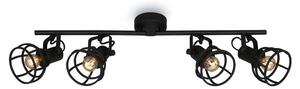 Lampada da soffitto retro regolabile paralume a griglia 4xE14 25W acciaio nero Briloner