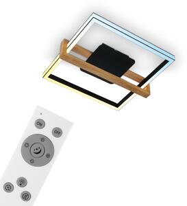 CCT Lampada da soffitto a LED, nera, con legno, LED/40W