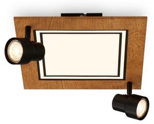 Lampada da soffitto a LED, nero-colore legno, 2xGU10+LED