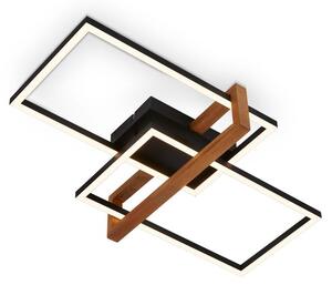 Lampada da soffitto a LED, nera, con legno, LED/33W