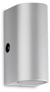 TELEFUNKEN- Lampada da esterno a LED IP44, Lampada da esterno a LED, sensore crepuscolare, 2x GU10, 4000K bianco neutro, color argento, 151x67x92mm (LxWxH)
