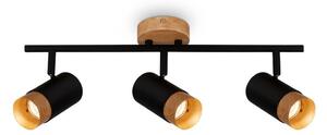 Faretto, nero, con legno, escl. 3xGU10/max.9W