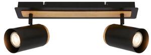 Briloner DUTA Plafoniera, orientabile, attacco GU10, 2 luci, nero-legno, 40 x 14,5 cm