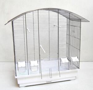 Gabbia per uccelli Ula, casa per uccelli con accessori, cromo/bianco