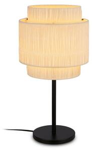 Lampada da tavolo Briloner Papper, paralume in rafia, interruttore a corda, stile boho, attacco E27, naturale, Ø25 x 49,5 cm