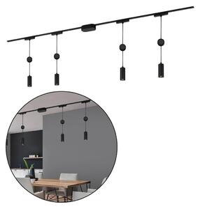 Sistema di binari Briloner Luxtrail, set completo, 4x LED a sospensione, nero