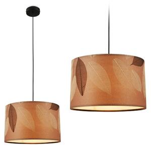 Lampada a sospensione Briloner Mata, decorazione a foglie, stile boho, attacco E27, colore caffè, Ø35 x 128 cm