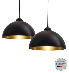Lampadari a sospensione vintage industriale, set da 2, diametro 30cm, adatti per lampadine LED E27 non incluse, lampada elegante da soffitto per sala da pranzo, metallo nero esterno, oro interno IP20