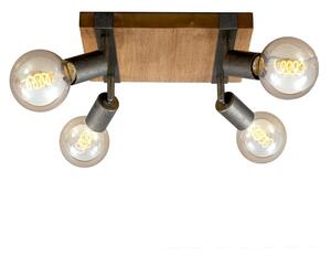 Faretto orientabile e girevole 4x E27 metallo-legno canna Briloner