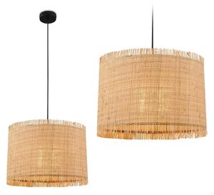 Lampada a sospensione Briloner Borra, paralume in paglia, stile boho, attacco E27, naturale, Ø40 x 128 cm