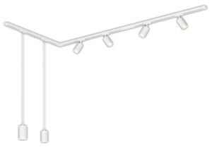 Sistema a binario Briloner Rail, set completo, 4 faretti GU10, 2 pendenti GU10, orientabili, forma a L, bianco, 2,25 m